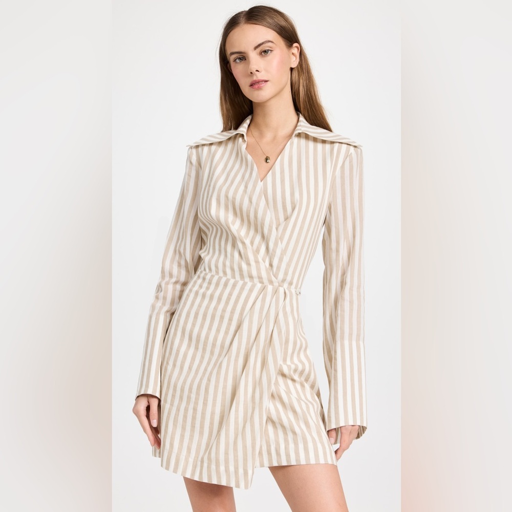 NWT Nanushka Esma Striped Cutout Cotton-Linen Dress